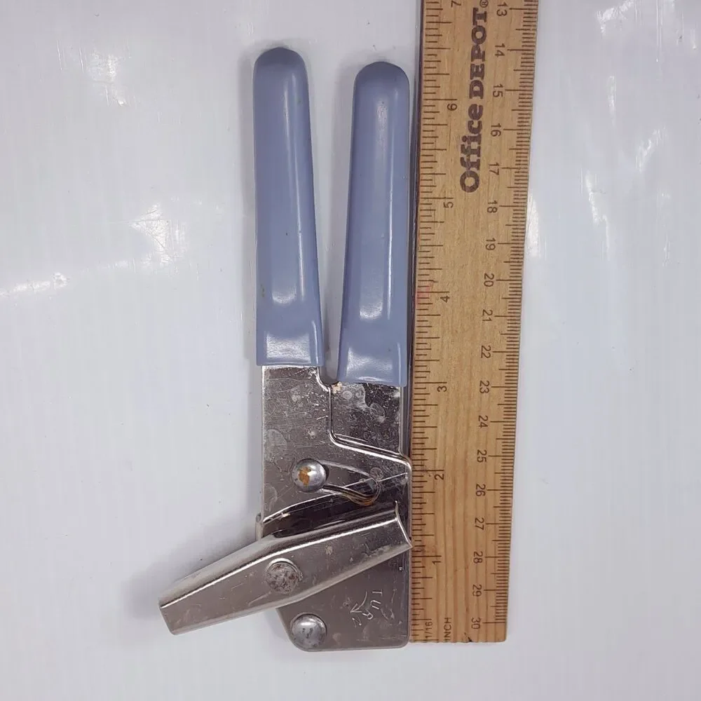 Vintage Swing Away Can Opener dusty Blue pastel Grips Swing-A-Way Made In USA